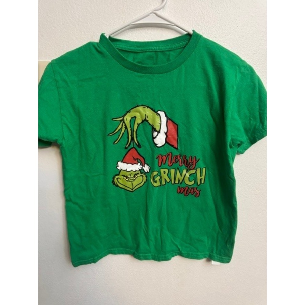 Merry Grinchmas Green Graphic T-Shirt Short Sleeve Christmas Holiday Top